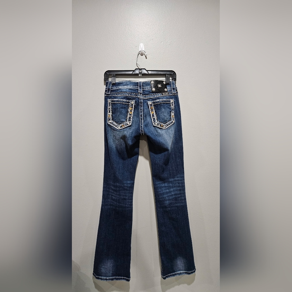 Miss Me Dark Blue Embellished Jeans Size 27 Inseam 32" - Picture 3 of 8